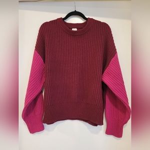 Colorblock Cable Crewneck Sweater